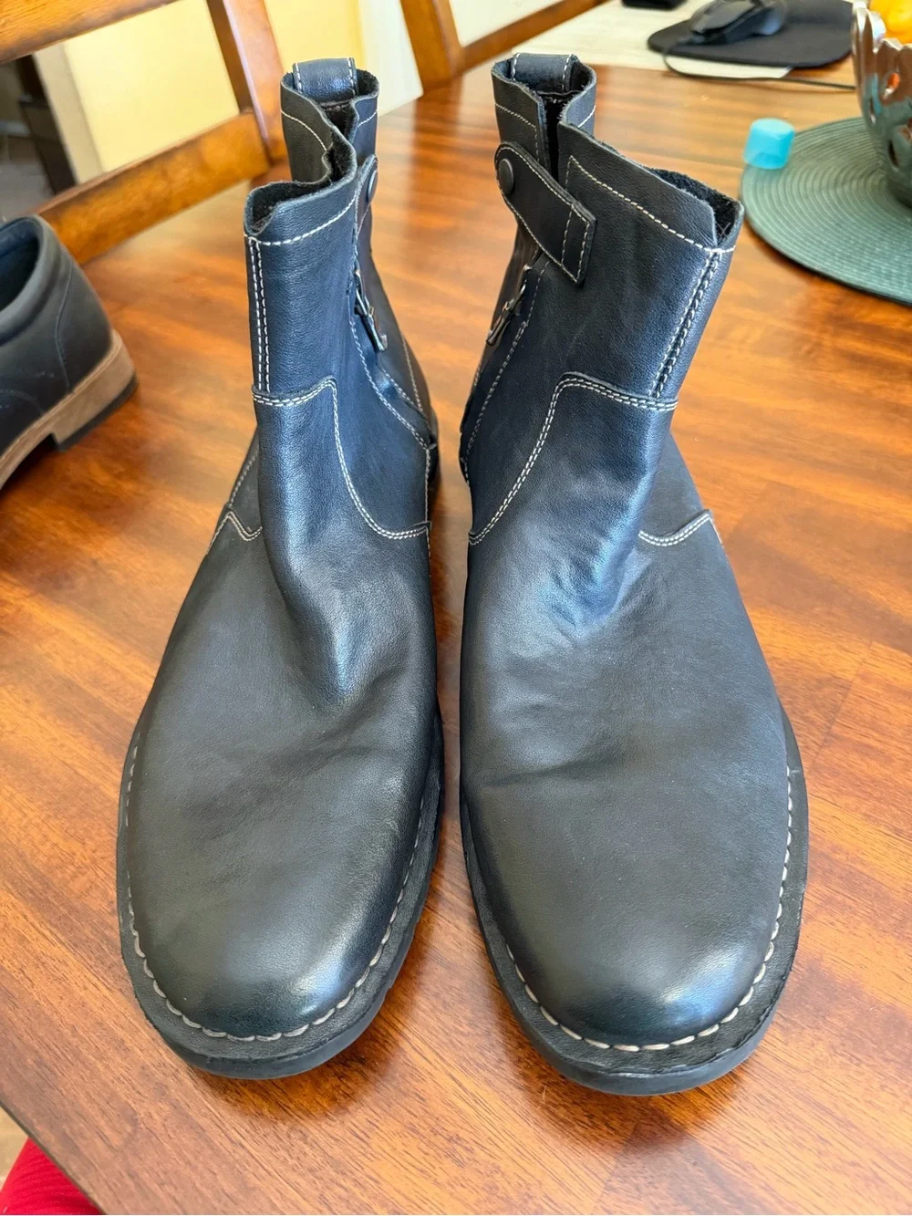 John Varvatos Black Leather Men's Ankle Boots Zip